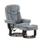 Emma and Oliver Multi-Position Recliner & Curved Ottoman with Swivel Wood Base